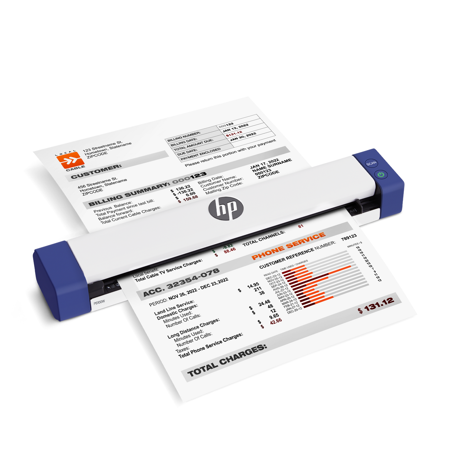 PS100: HP Mobile Document Scanner for Single-Sided Scanning