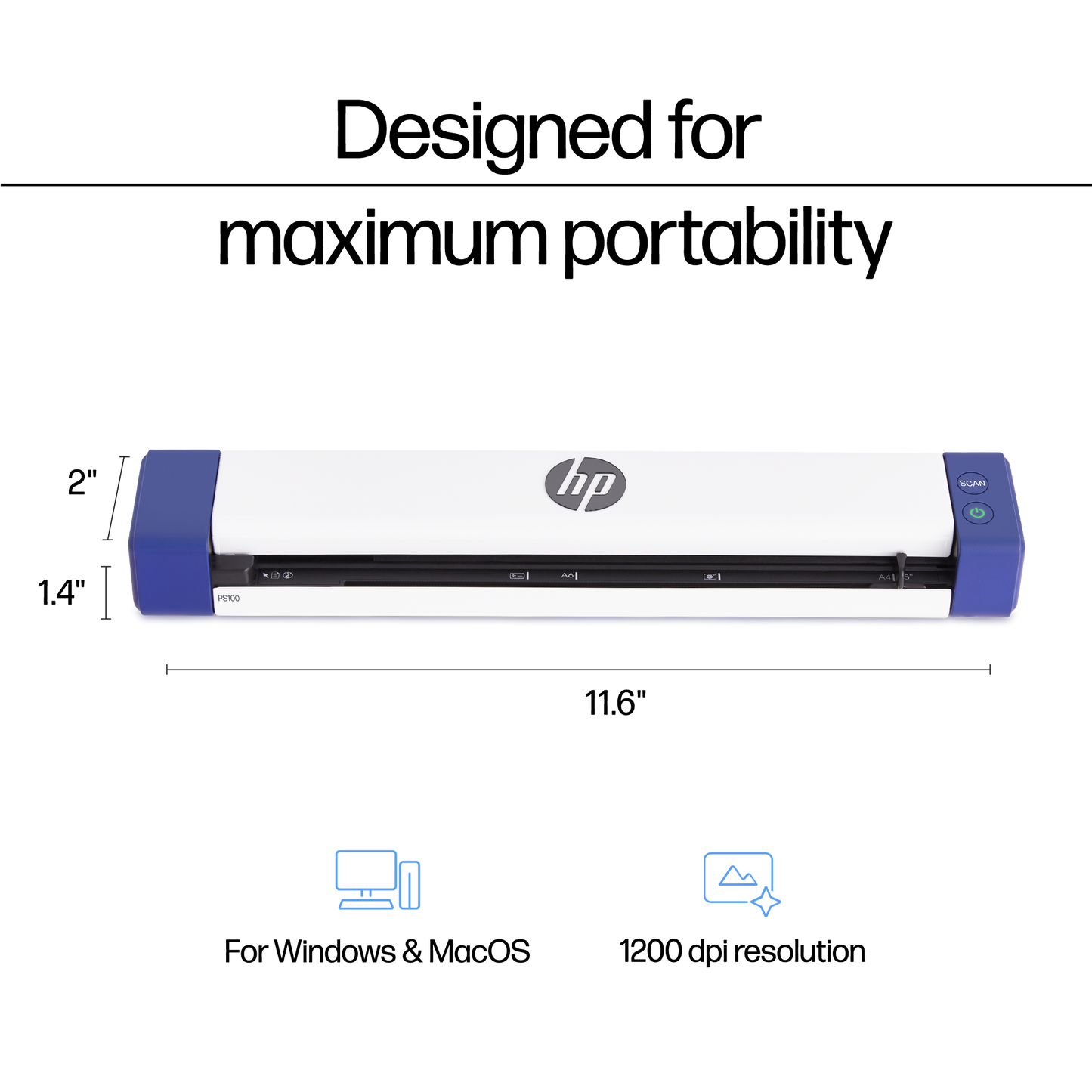 HP Portable USB Document Scanner for Single-Sided Scanning